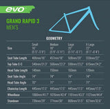 Evo Bicycles Grand Rapid 3 grey hybrid bike geometry