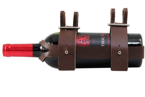 Leather Wine Holder Brown Front
